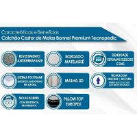Cama Box Solteiro: Colchão Molas Castor Bonnel Premium Tecnopedic + Base CRC Suede Gray(88x188)