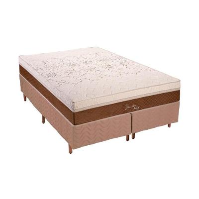 Cama Box King: Colchão Molas Polar Masterpocket Ensacadas Jasmim + Base Crc Rústico Bege(193X203)