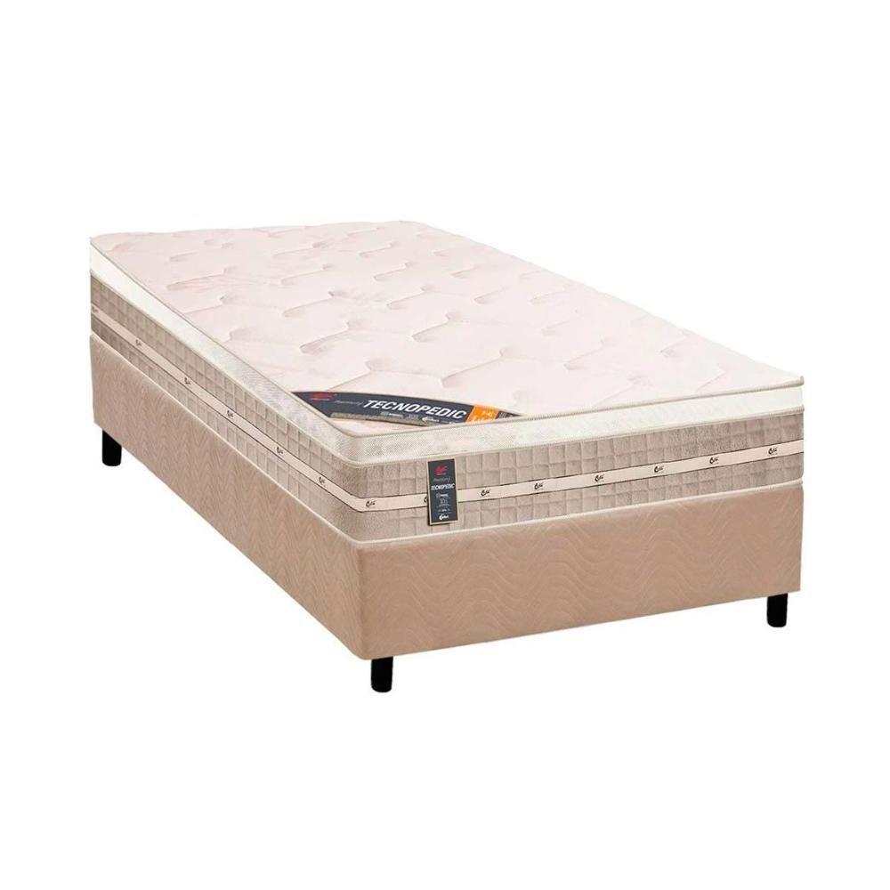 Cama Box Solteiro: Colchão Molas Bonnel Castor Tecnopedic Premium + Base CRC Suede Clean(88x188) - 1
