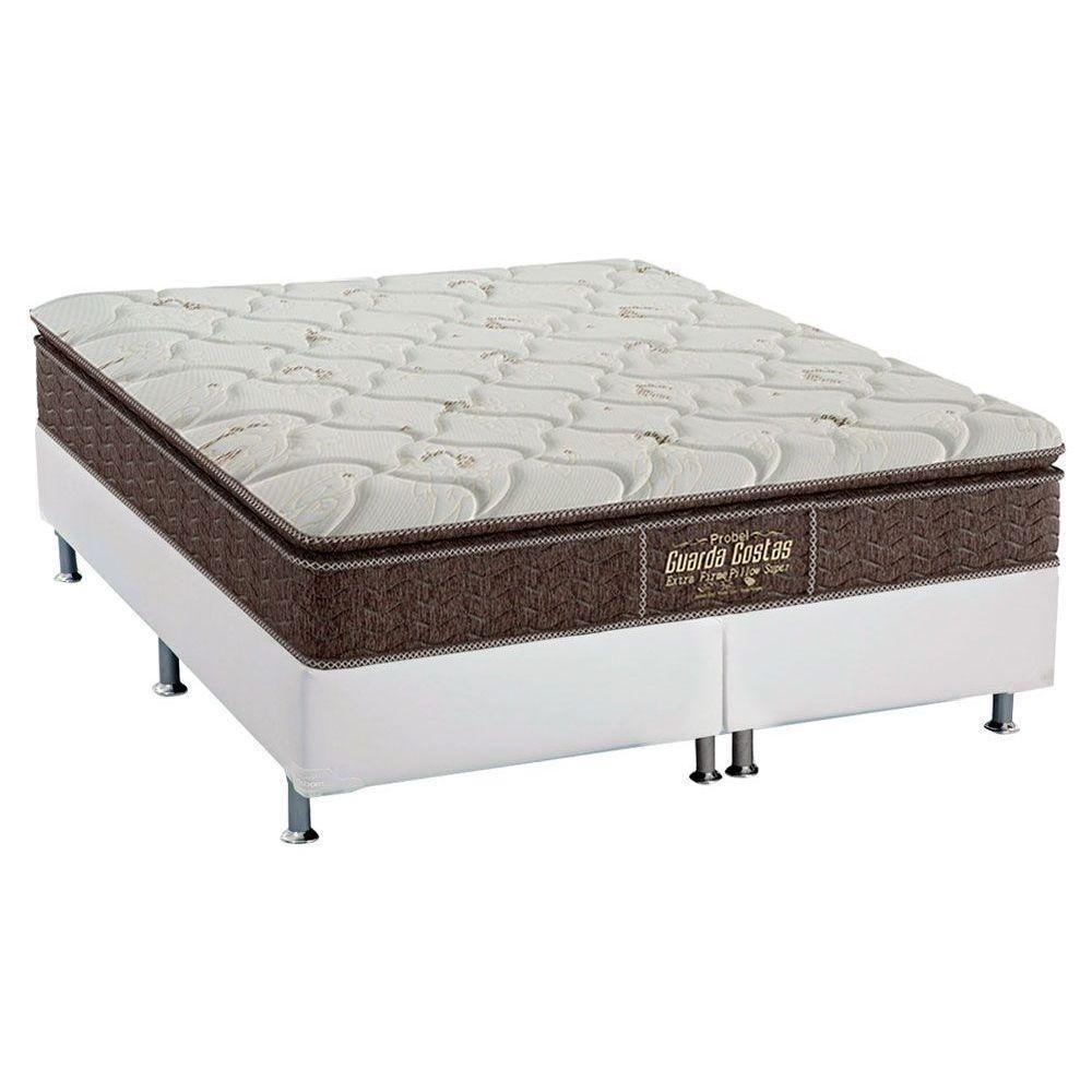 Cama Box King: Colchão Ortopédico Probel Guarda Costas Extra Firme + Base CRC Courano White(193x203) - 1