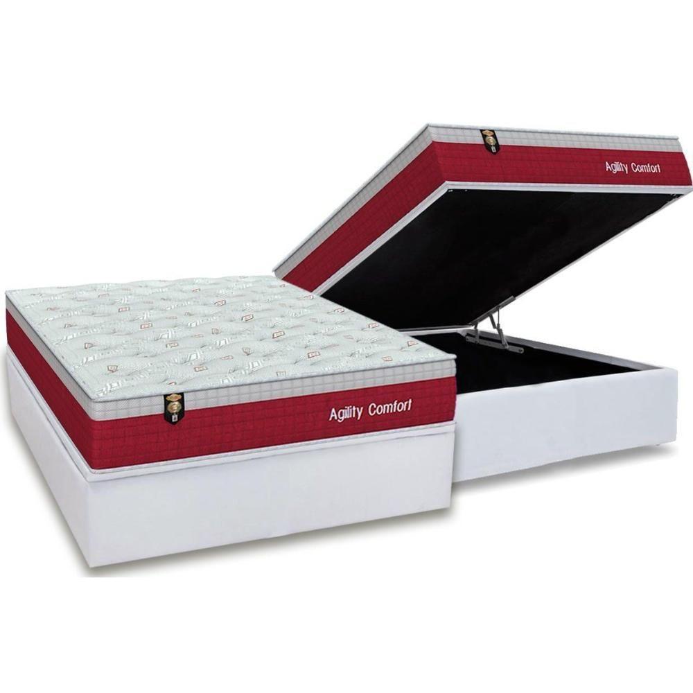 Cama Box Baú Casal: Colchão Molas Orthoflex MasterPocket Ensacadas  Agility Confort + Base CRC Courano White(138x188) - 1