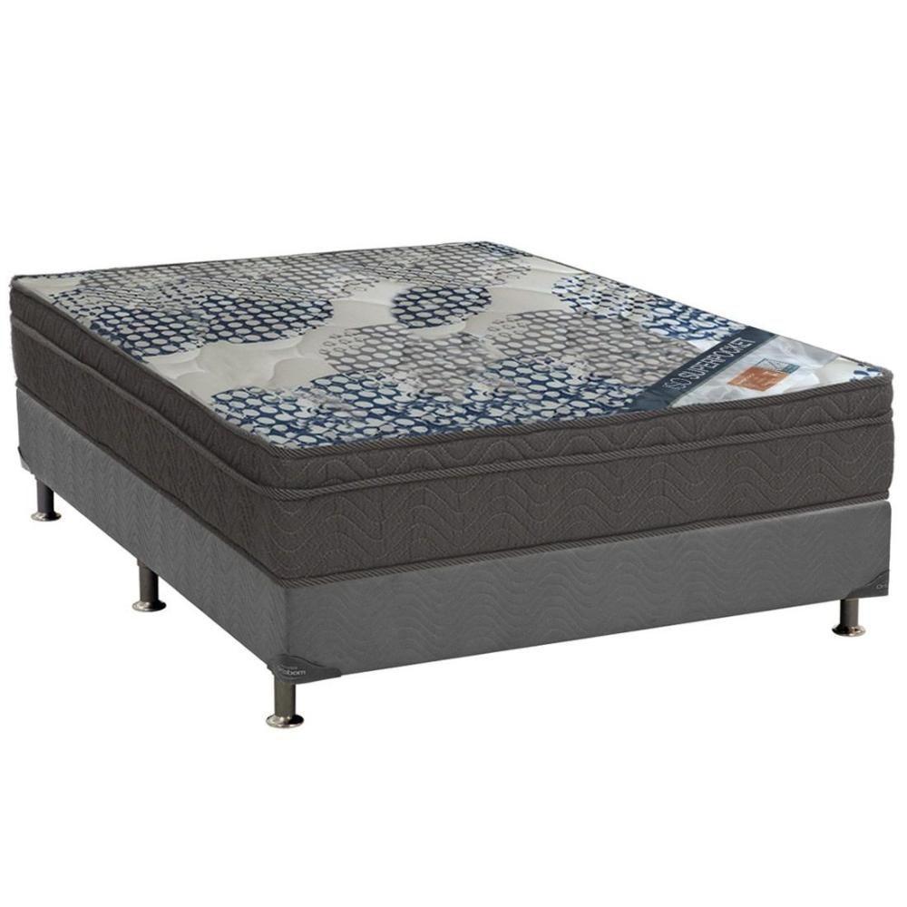 Cama Box Casal: Colchão Molas SuperPocket Ensacadas Ortobom  ISO Firme + Base CRC Suede Gray(138x188) - 1