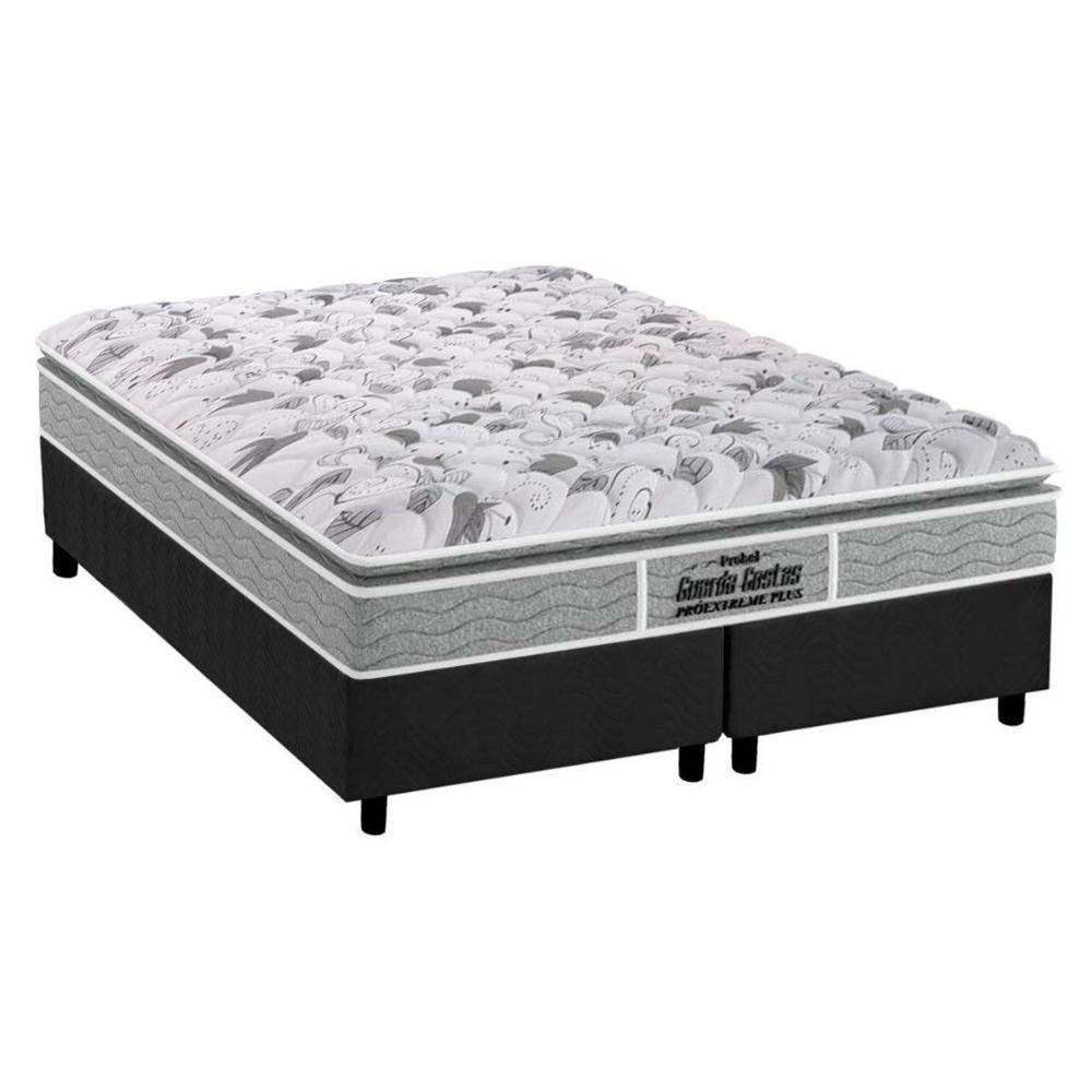 Cama Box Queen: Colchão Ortopédico Probel D45/EP Guarda Costas Próextreme Plus + Base CRC Suede Gray(158x198) - 1
