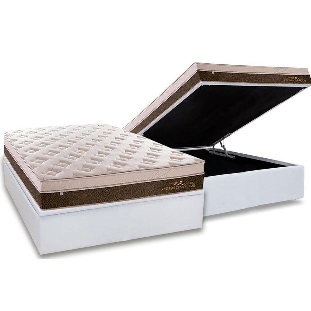 Cama Box Baú Casal: Colchão Molas Ensacadas Plumatex MasterPocket Personalle + Base CRC Courano White(138x188) - 1