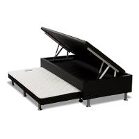 Cama Box Baú c/Auxiliar Solteiro: Colchão Anatômico Paropas D33 Confort Ultra Firme Euro Pillow + Base CRC Courano Black(88x188) - 3