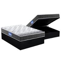 Cama Box Baú Casal: Colchão Espuma Probel D23 Guarda Costas Super Resistente + Base CRC Suede Black(138x188) - 1