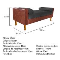 Recamier Félix 160cm Corano Nozes E Linho Chumbo Doce Sonho - 2