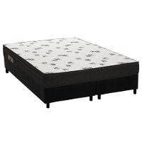 Cama Box Queen: Colchão Espuma Ortobom D45 Light + Base CRC Suede Black(158x198) - 1