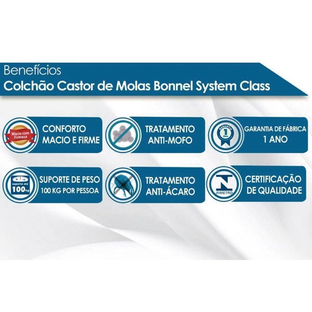 Cama Box Baú c/Auxiliar Solteiro: Colchão Molas Castor Bonnel System Class + Base CRC Courano Black(88x188) - 3