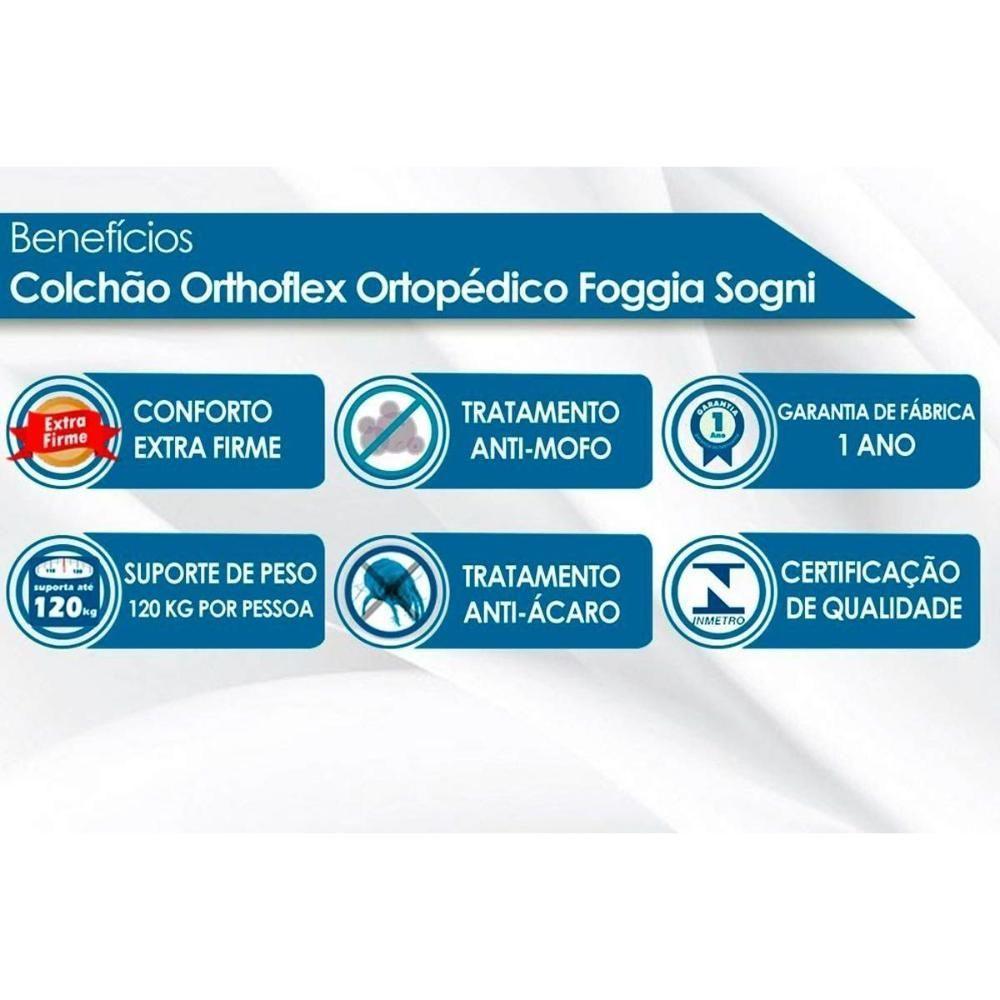 Cama Box Solteiro: Colchão Ortopédico Orthoflex Foggia Sogni Unic Face + Base CRC Suede Clean(88x188) - 8