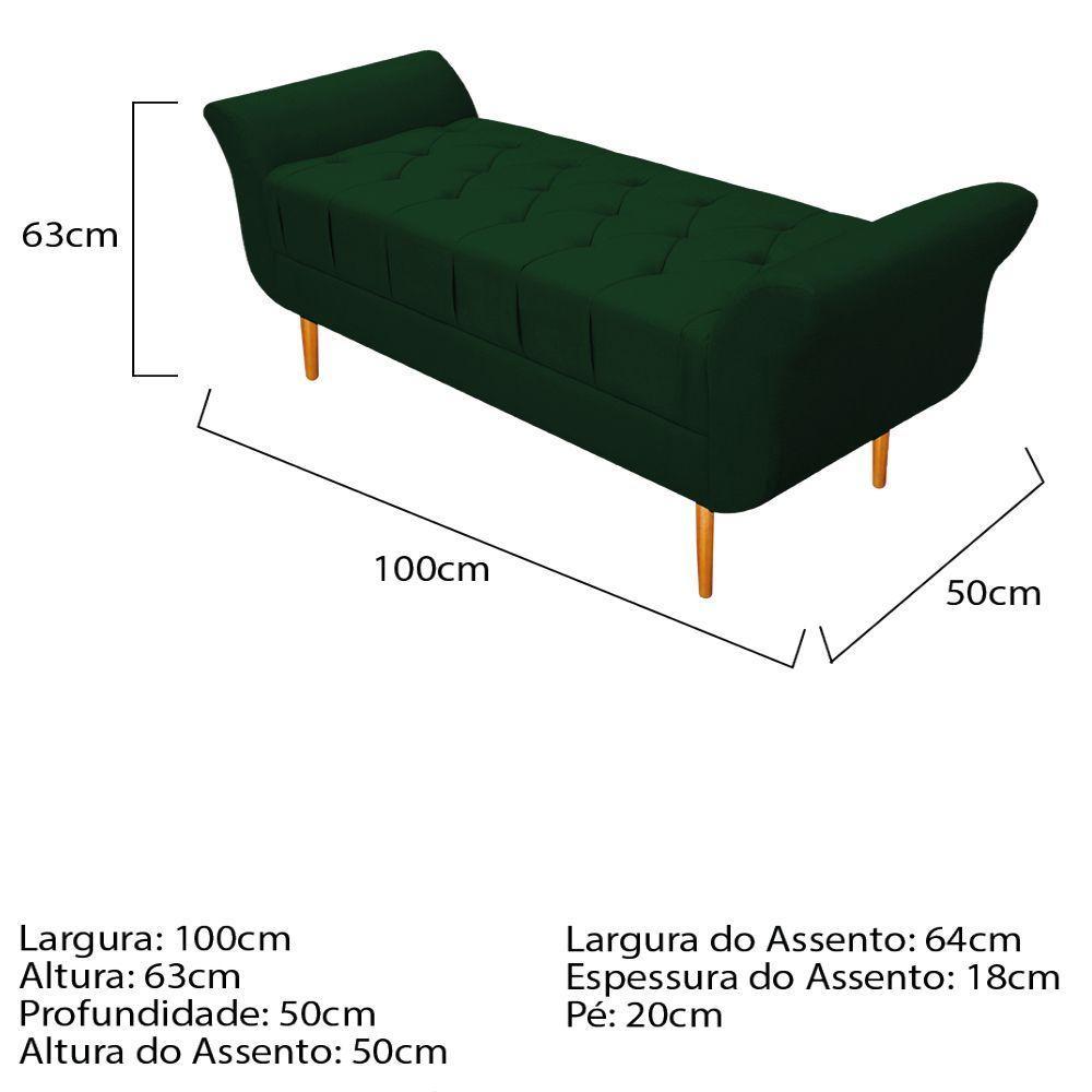 Recamier Estofado Ari 100 Cm Solteiro Suede Verde Doce Sonho - 4