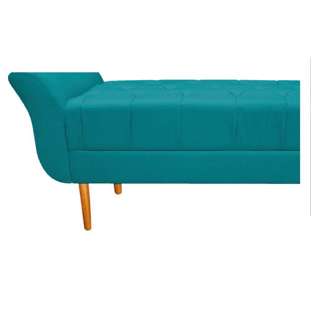 Recamier Estofado Ari 100 Cm Suede Azul Turquesa Doce Sonho - 4