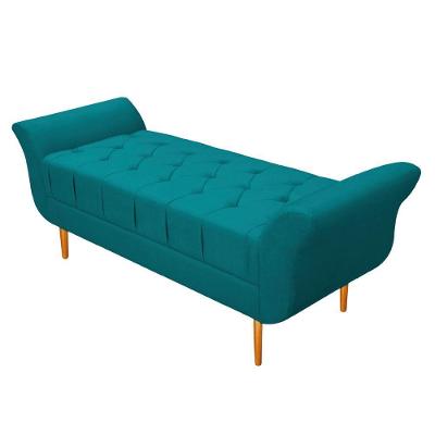 Recamier Estofado Ari 100 Cm Suede Azul Turquesa Doce Sonho