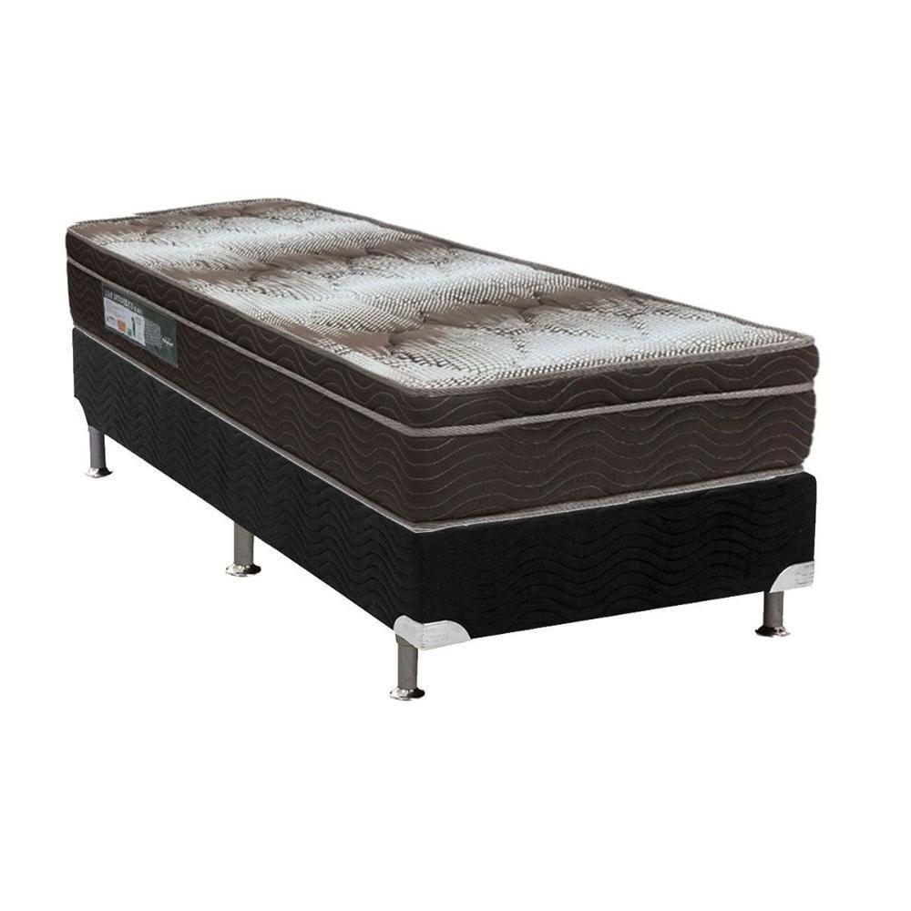 Cama Box Solteiro: Colchão Ortopédico Ortobom Light OrtoPillow + Base CRC Camurça Black(88x188) - 1