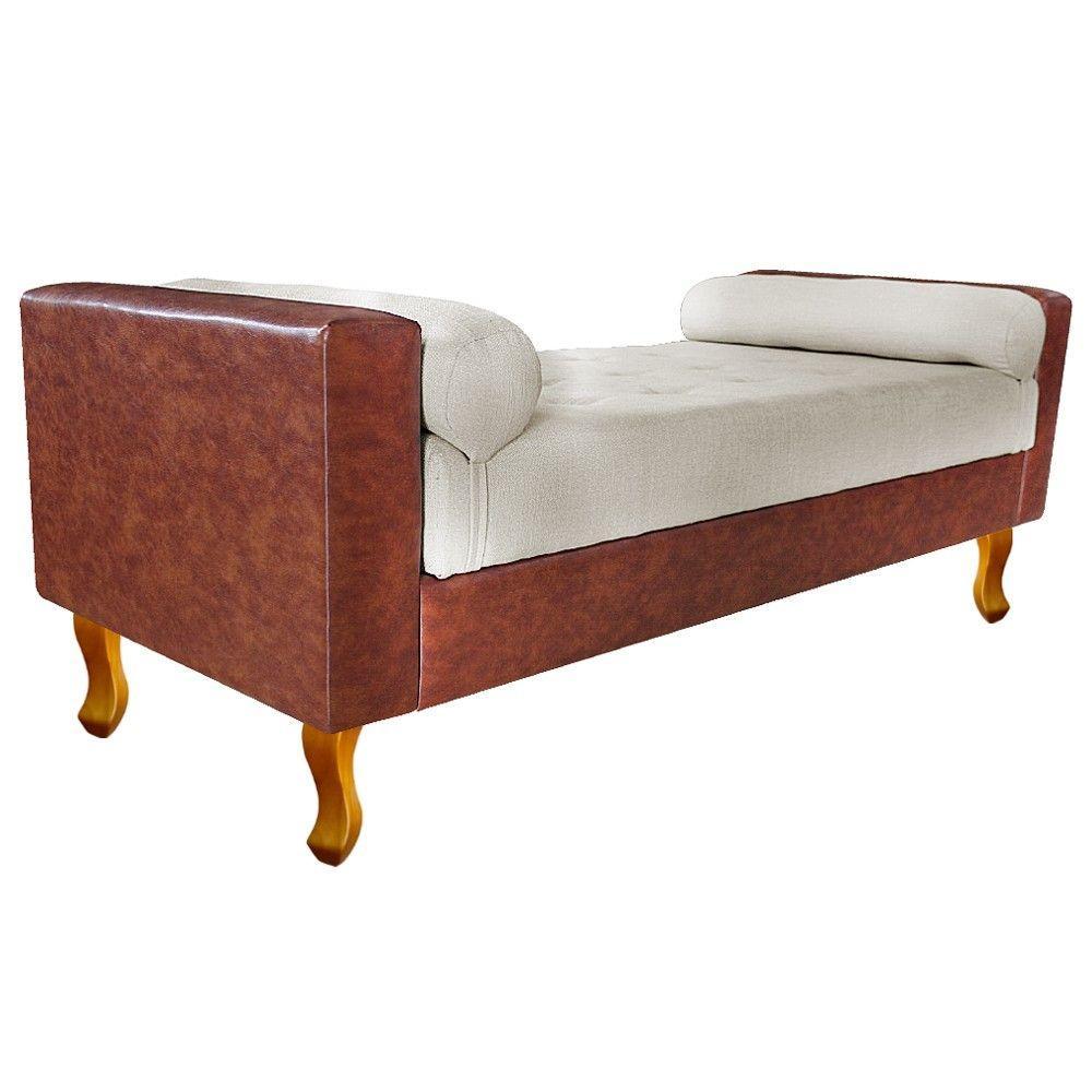 Recamier Félix Solteiro 120cm Corano Nozes e Linho Bege - 1