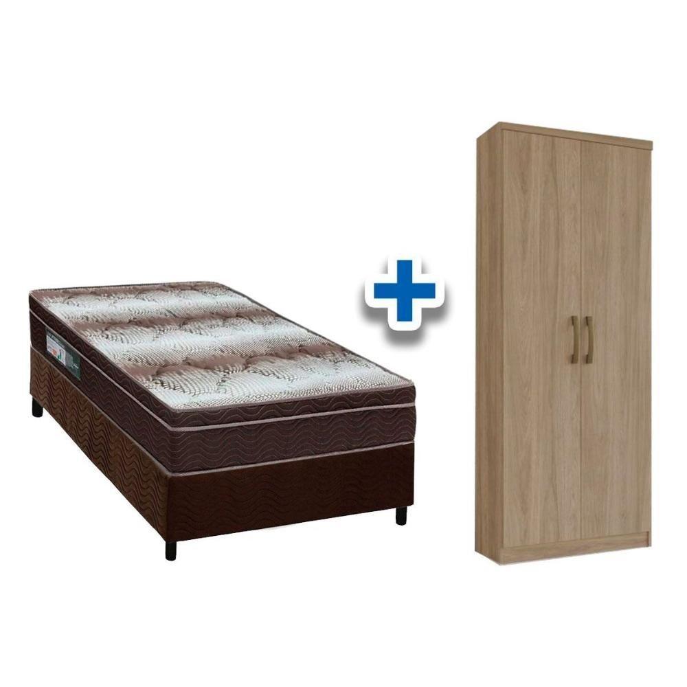 Cama Box Solteiro CRC + Ortopédico Ortobom + Armário Multiuso Margarida Rústico - 1