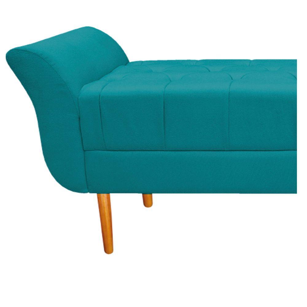 Recamier estofado Ari 100 Cm Solteiro Suede Azul Turquesa - 3