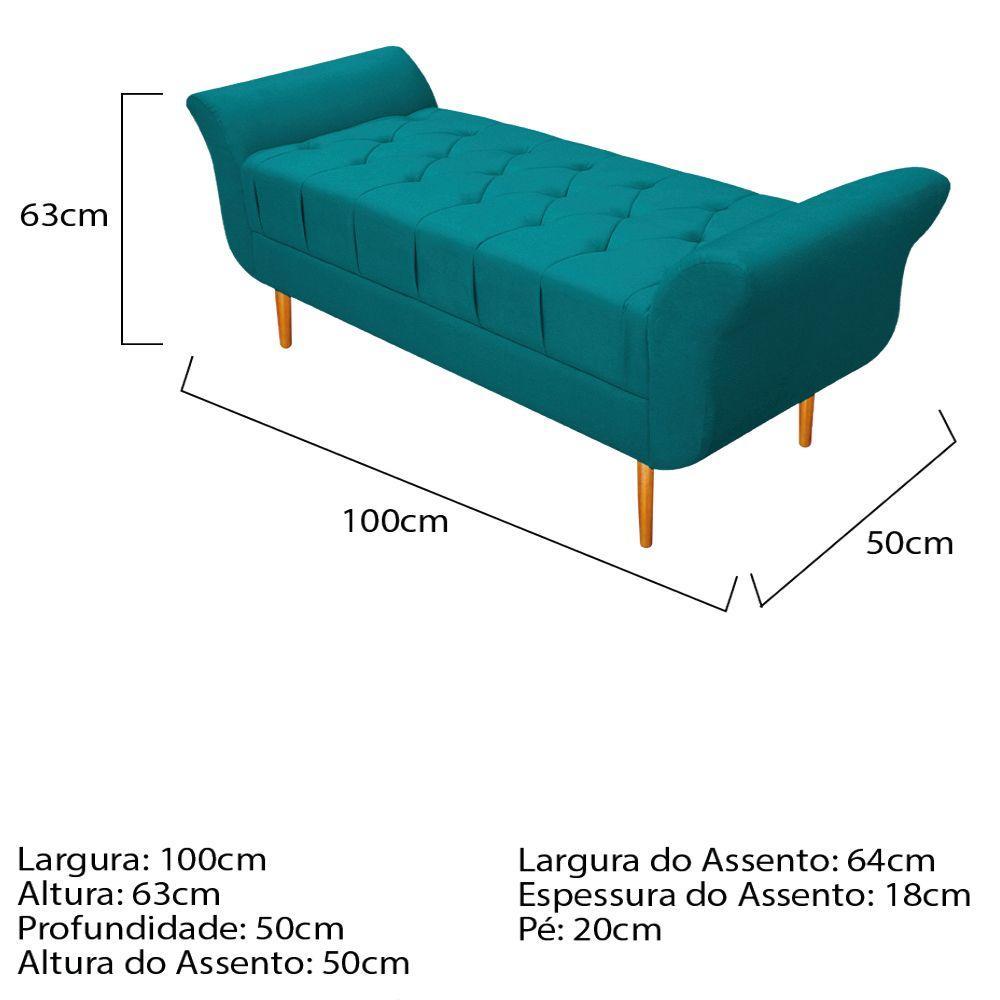 Recamier estofado Ari 100 Cm Solteiro Suede Azul Turquesa - 4