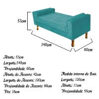 Recamier Félix Casal 140cm Suede Azul Turquesa Doce Sonho