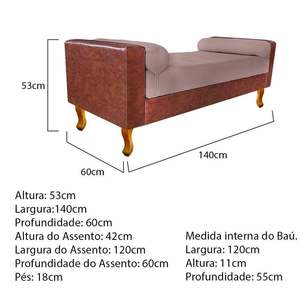 Recamier Félix Casal 140cm Corano Nozes e Linho Rosê - 3