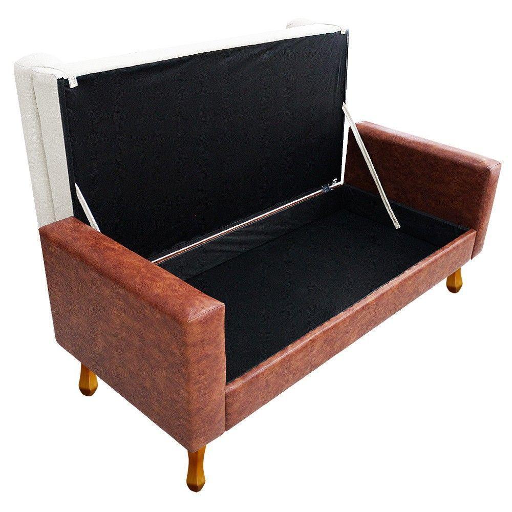 Recamier Félix Solteiro 120cm Corano Nozes E Linho Bege - Doce Sonho Móveis - 4