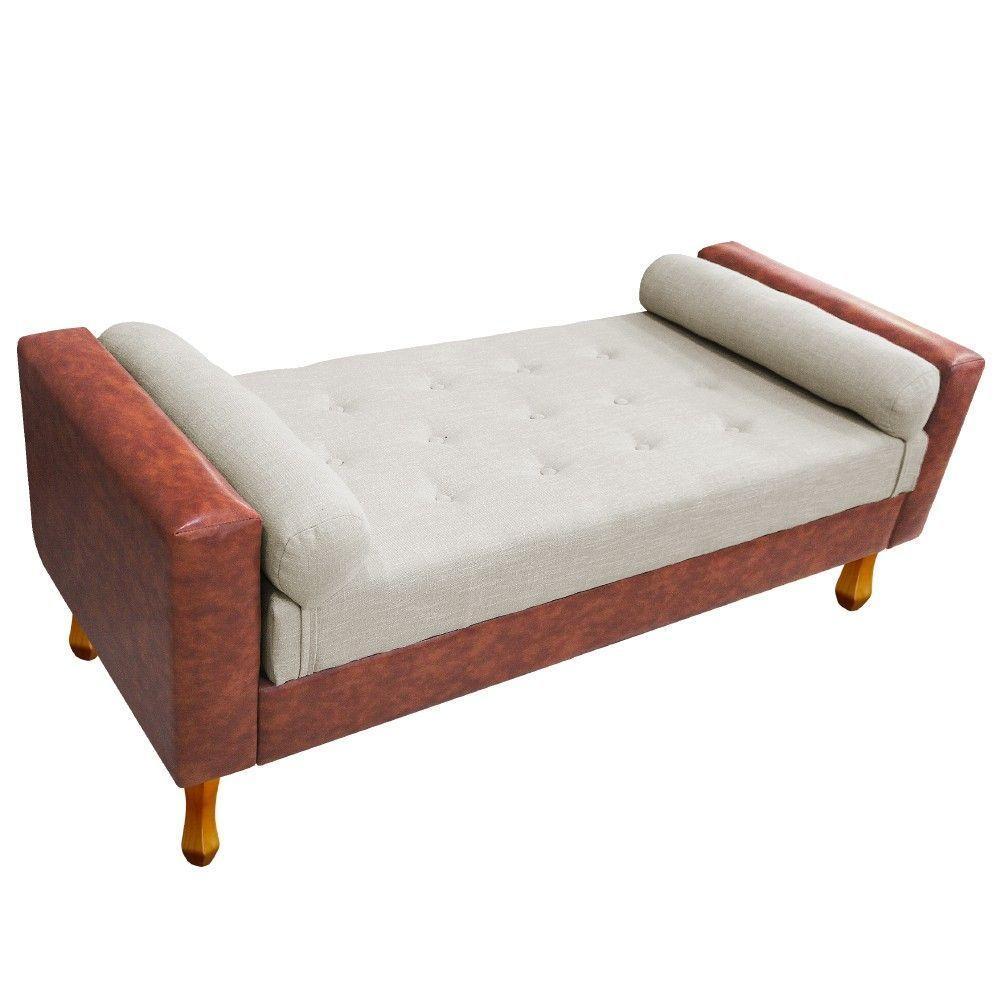 Recamier Félix Solteiro 120cm Corano Nozes E Linho Bege - Doce Sonho Móveis - 5