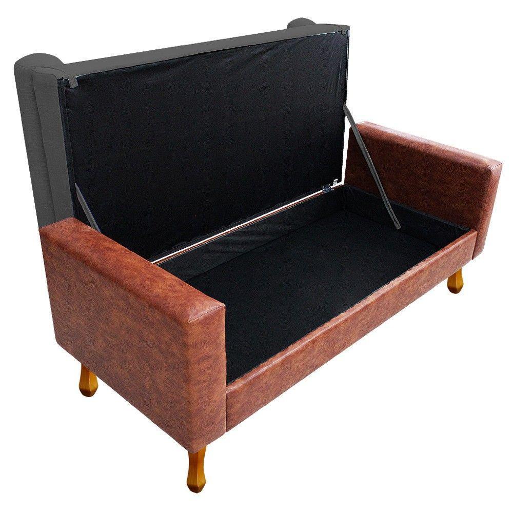 Recamier Félix Solteiro 100cm Corano Nozes e Linho Chumbo - 4