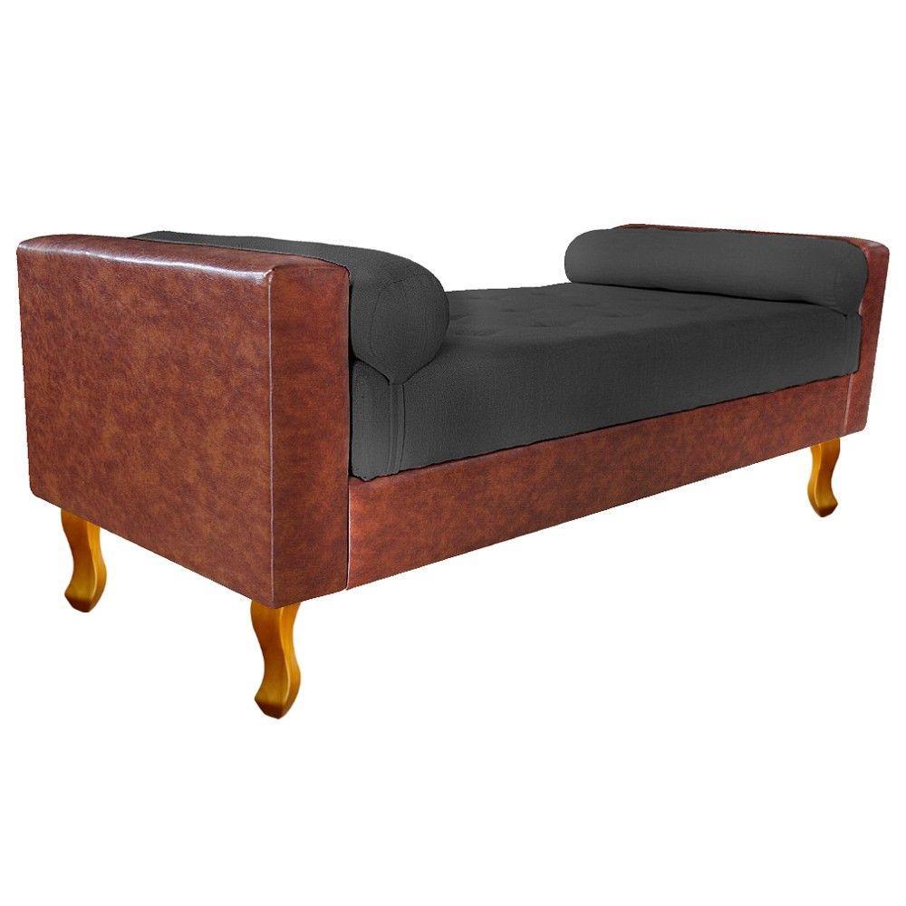 Recamier Félix Solteiro 100cm Corano Nozes e Linho Chumbo - 6