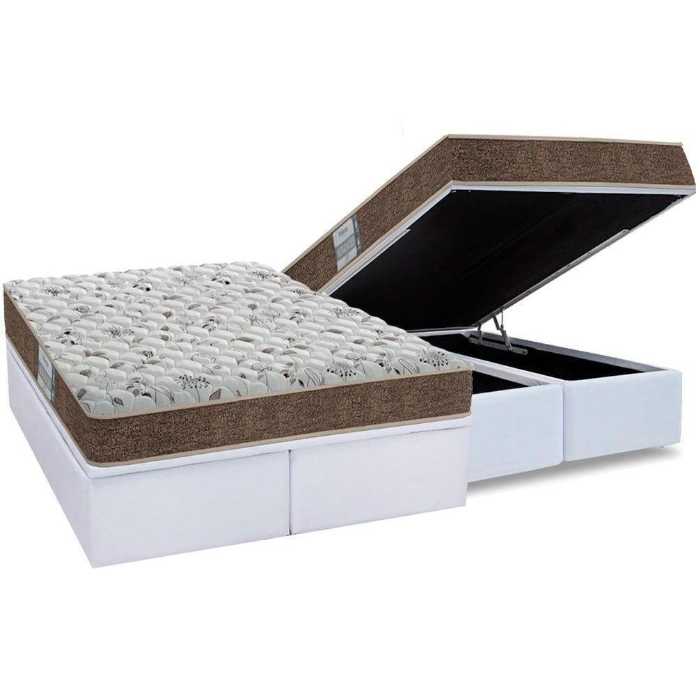 Cama Box Baú King: Colchão Espuma D45 Probel Prodormir Advanced + Base Crc Courano White(193X203) - 1
