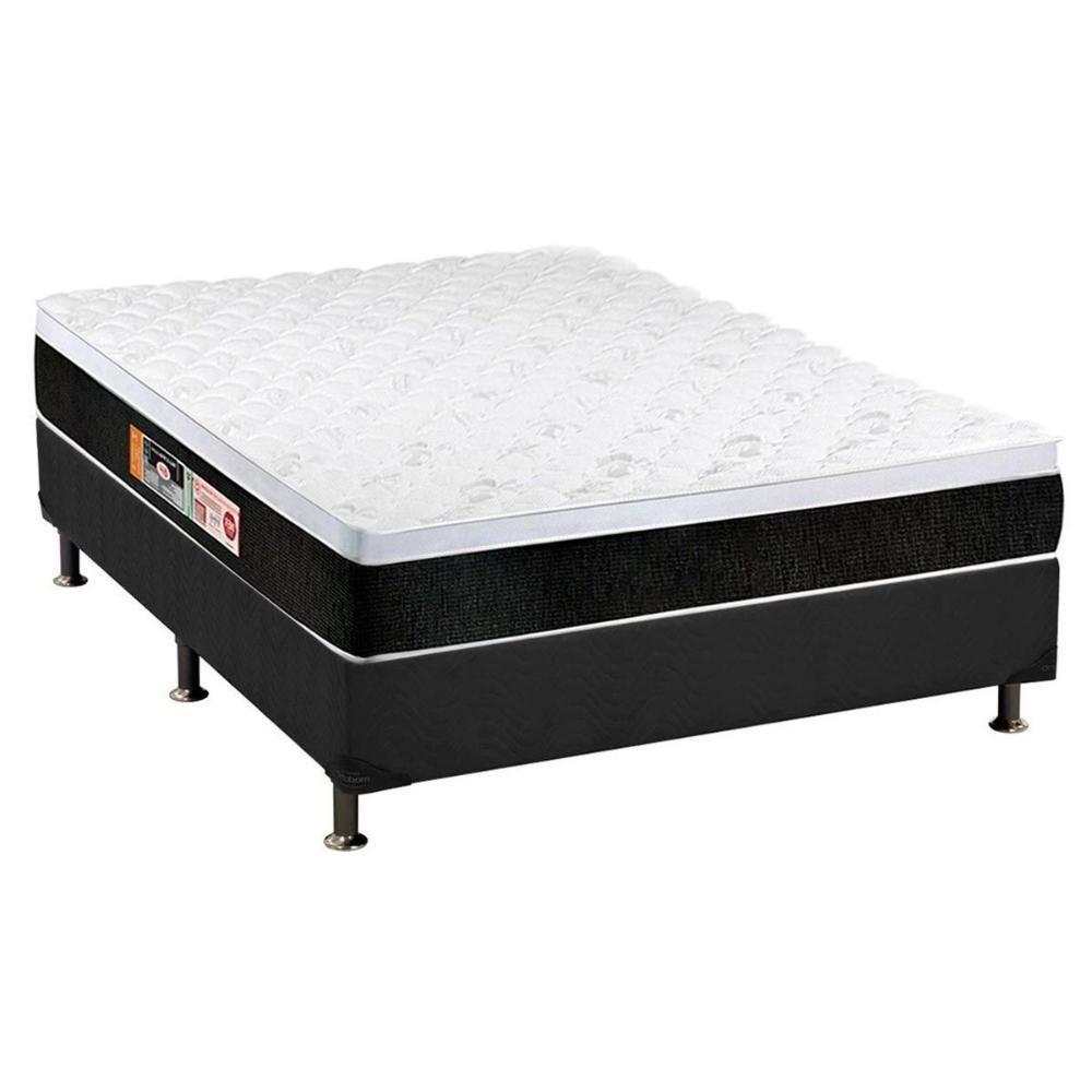 Cama Box Casal: Colchão Espuma D45 Castor Black e White AIR + Base CRC Suede Gray(138x188) - 1
