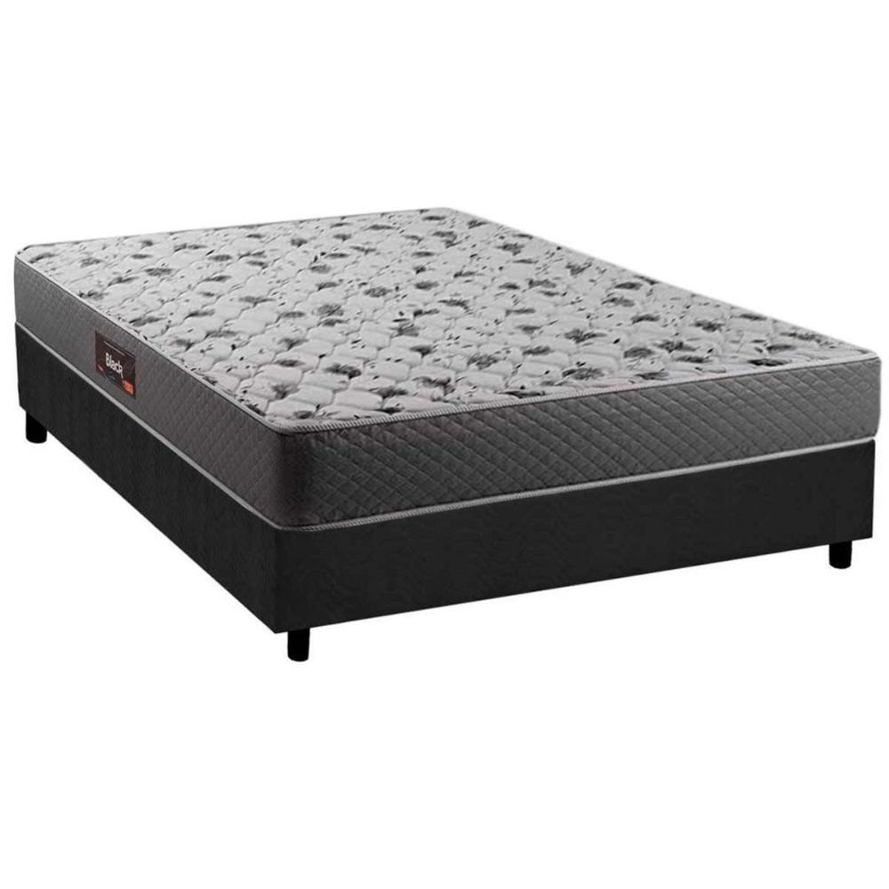 Cama Box Casal: Colchão Anatômico Herval D28/AG65 Black + Base CRC Suede Gray(138x188) - 1