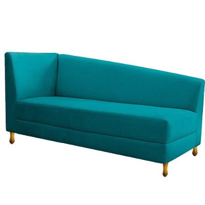 Recamier Valéria 185cm Direito Suede Turquesa Doce Sonho
