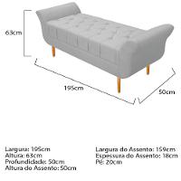 Recamier estofado Ari 195 Cm King Size Suede Branco - 3