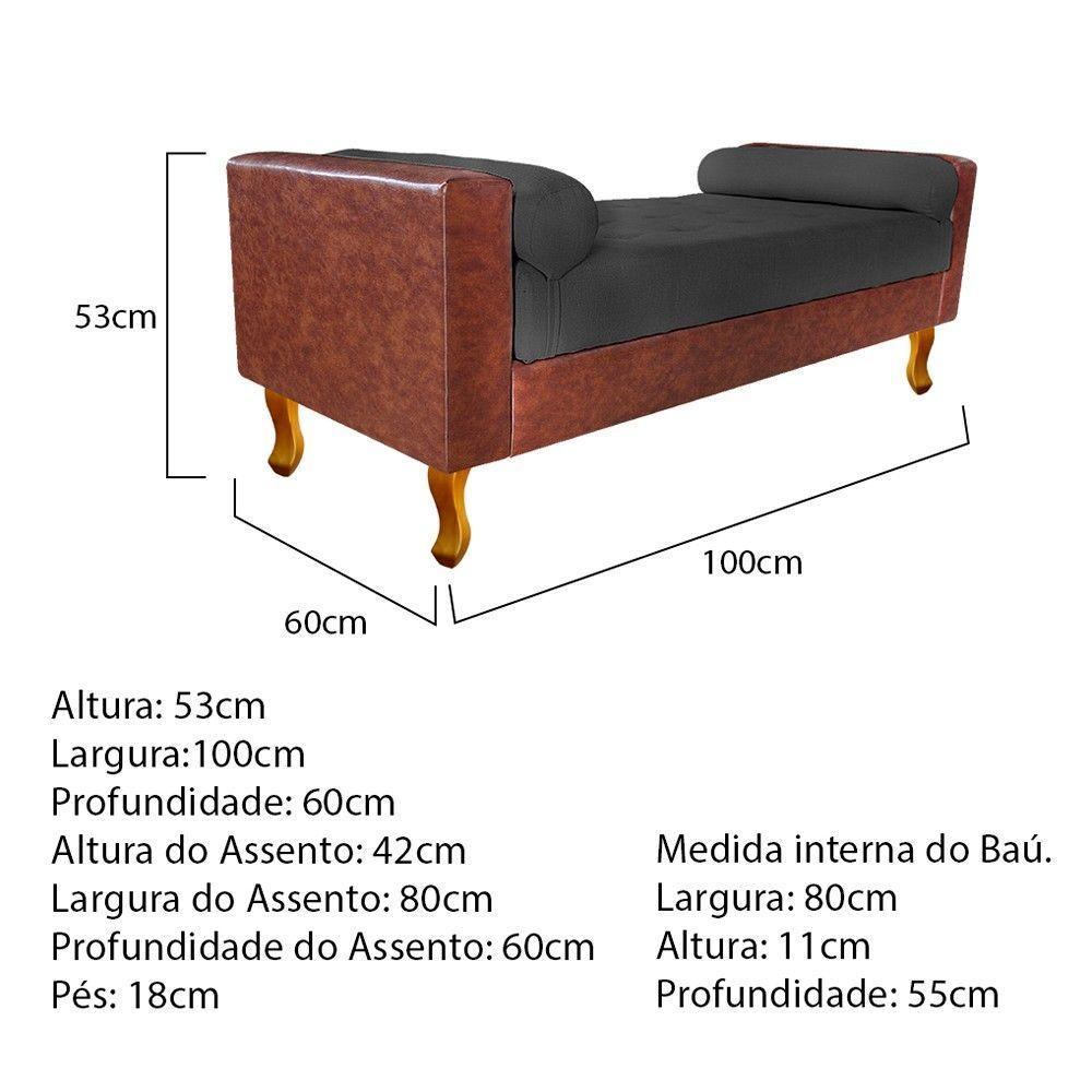 Recamier Félix Solteiro 100cm Corano Nozes E Linho Chumbo - Doce Sonho Móveis - 2