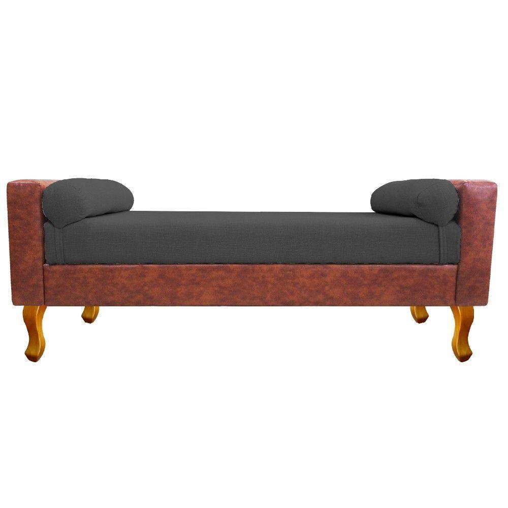 Recamier Félix Solteiro 100cm Corano Nozes E Linho Chumbo - Doce Sonho Móveis - 6