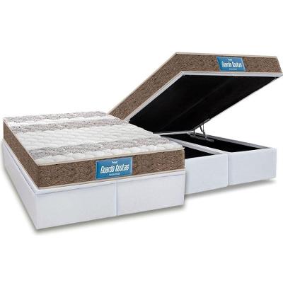 Cama Box Baú Queen Colchão Ortopédico Probel D33/Ep Plus Double Face+Base White(158X198)