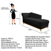 Recamier Vanessa 140cm Lado Esquerdo Suede Preto Doce Sonho - 3