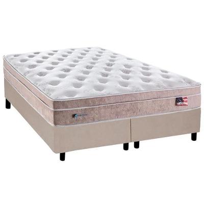 Cama Box King: Colchão Molas Plumatex MasterPocket Ensacadas Miami + Base CRC Suede Bege(193x203)