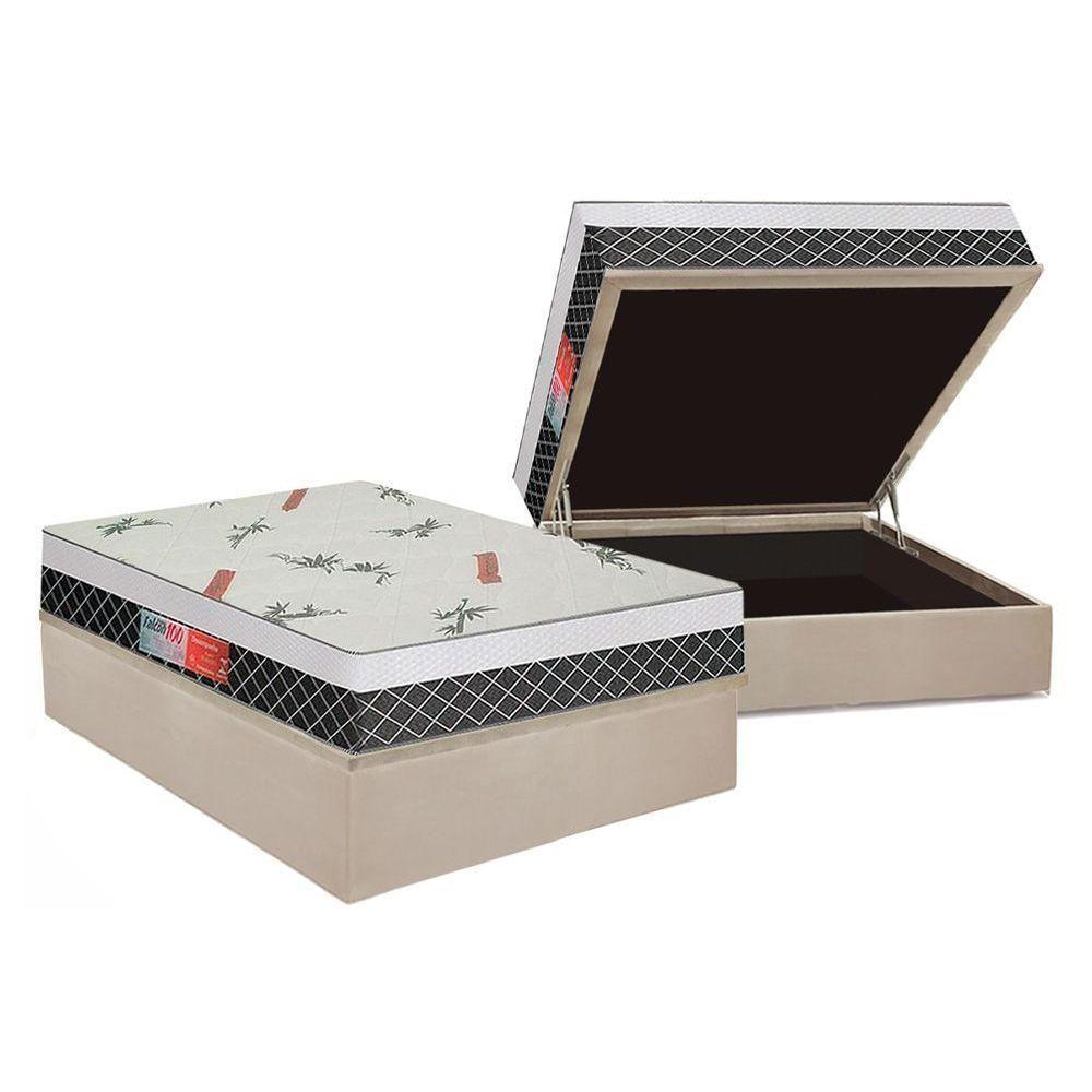 Cama Box Baú Casal: Colchão Ortopédico Plumatex Falcon Ultra Firme + Base CRC Suede Clean(138x188) - 1