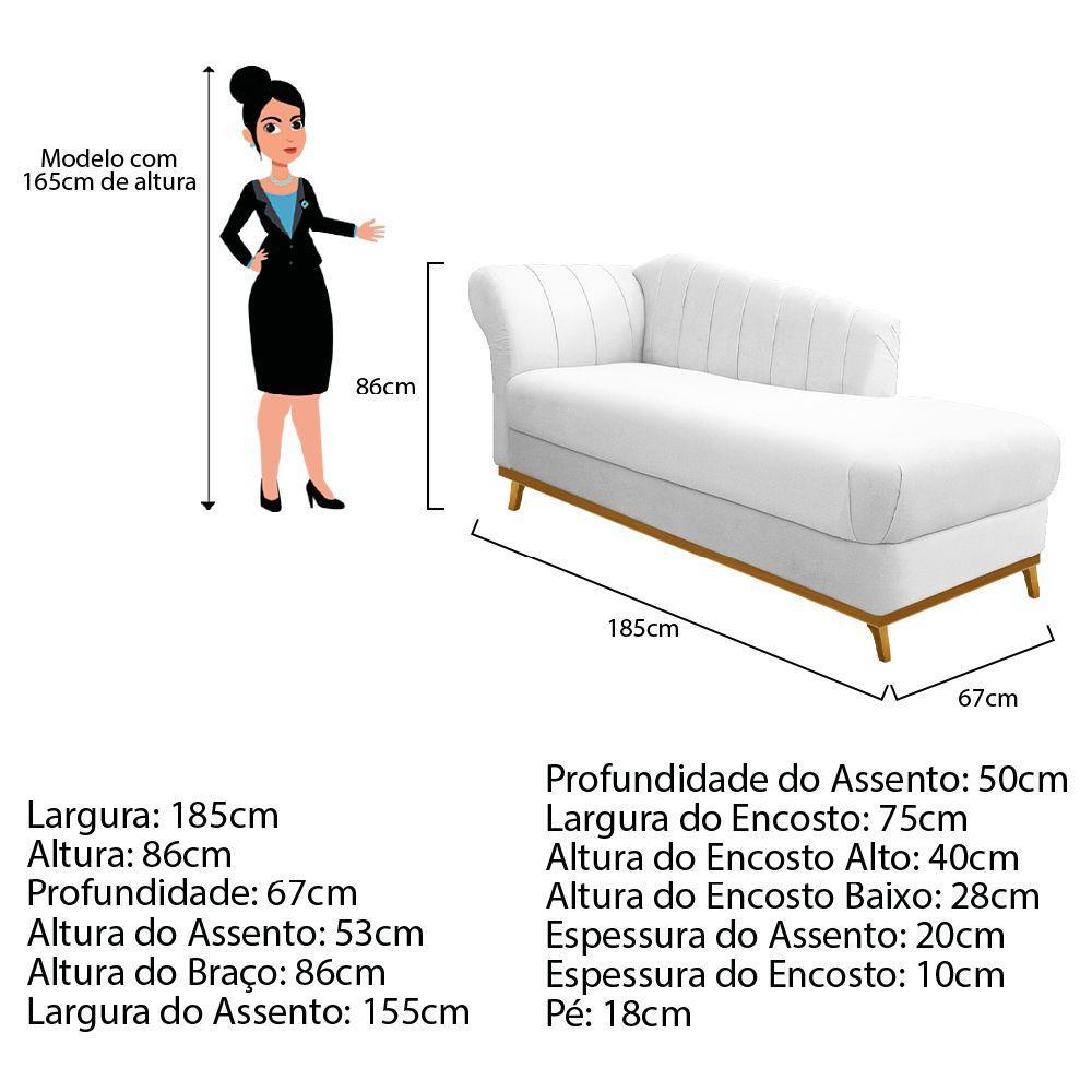 Recamier Vanessa 185cm Lado Esquerdo Suede Branco Doce Sonho - 3