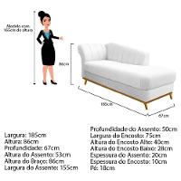 Recamier Vanessa 185cm Lado Esquerdo Suede Branco Doce Sonho - 3
