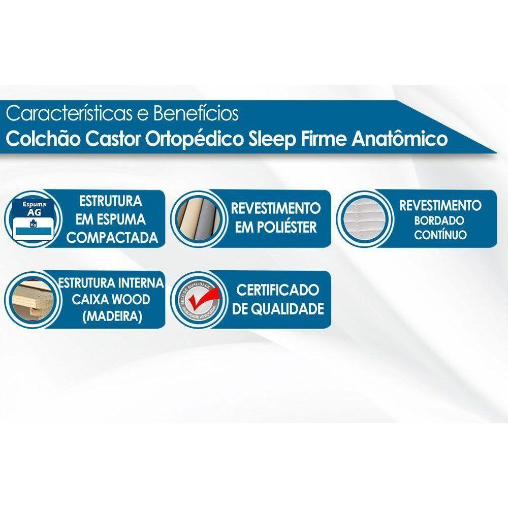 Cama Box Casal: Colchão Ortopédico Castor Sleep Firme + Base CRC Courano White(138x188) - 2