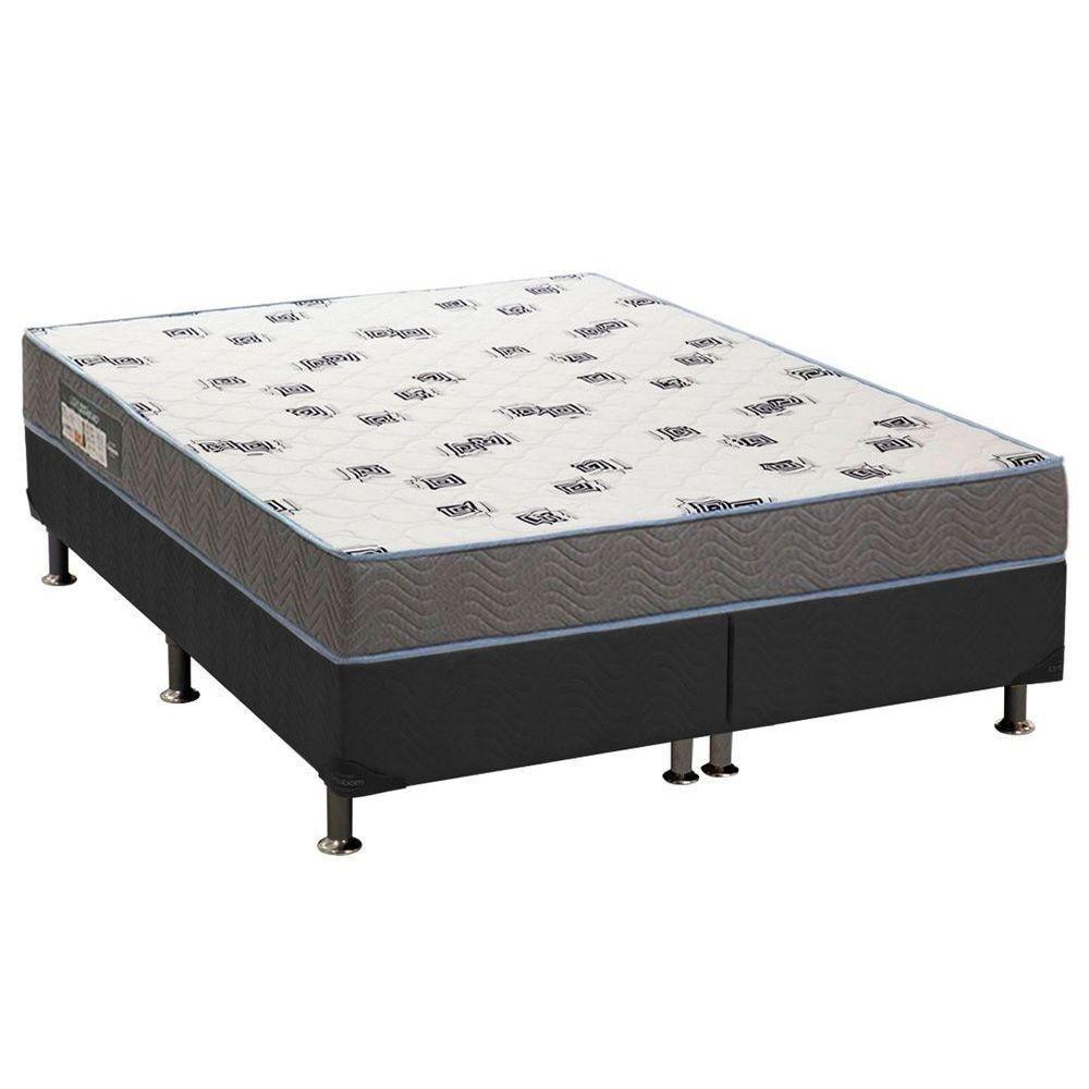 Cama Box King: Colchão Espuma D33 Ortobom Light Saúde + Base CRC Suede Cinza(186x198) - 1