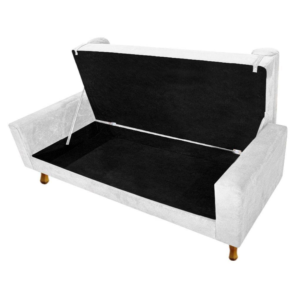 Recamier Félix Solteiro 100cm Suede Branco Doce Sonho Móveis - 4