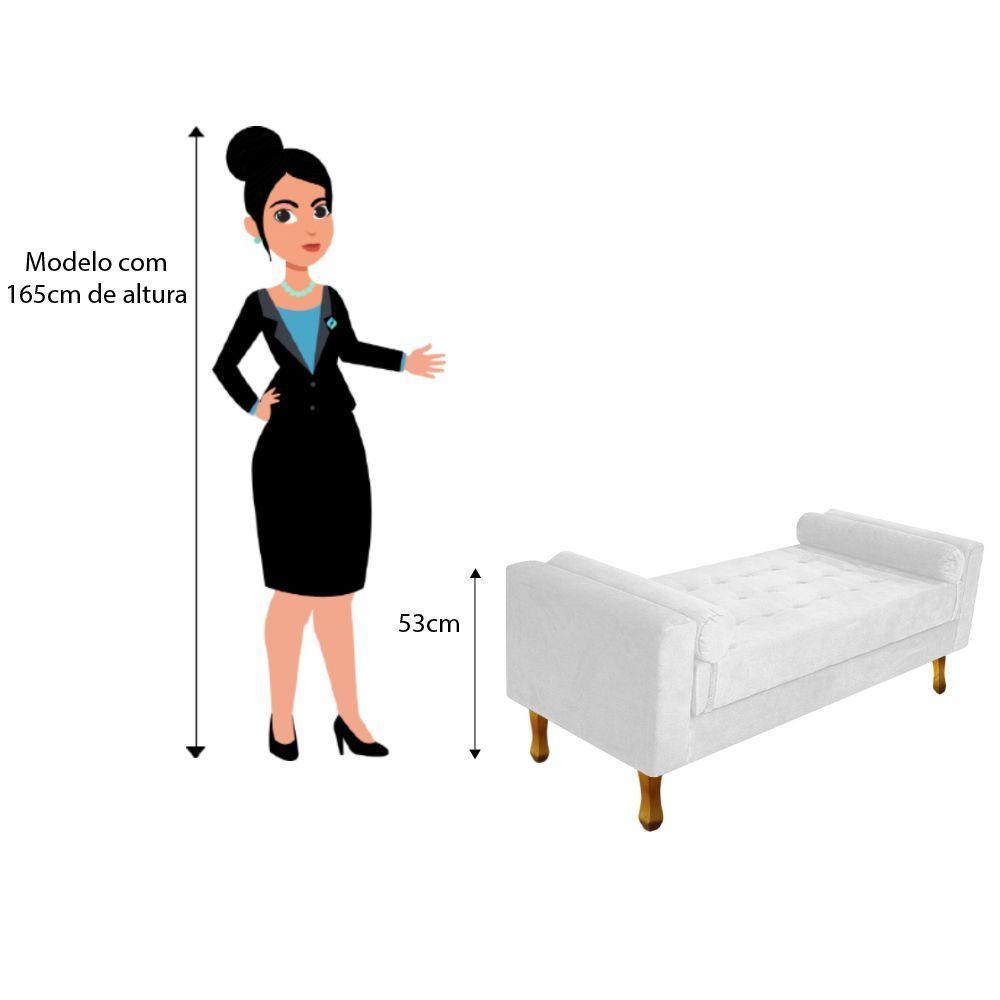 Recamier Félix Solteiro 100cm Suede Branco Doce Sonho Móveis - 5