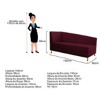Recamier Valéria 160cm Lado Esquerdo Suede Bordô Doce Sonho - 3