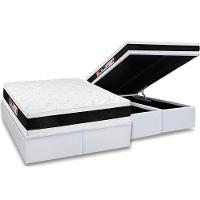 Cama Box Baú Queen: Colchão Espuma Castor D45 Black e White Air Double Face + Base CRC Courano White(158x198) - 1