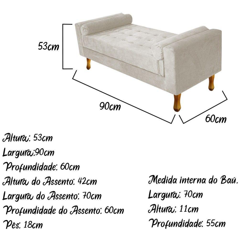 Recamier Félix Solteiro 90cm Suede Bege Doce Sonho Móveis - 4