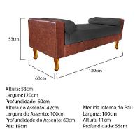 Recamier Félix Solteiro 120cm Corano Nozes E Linho Chumbo - Doce Sonho Móveis