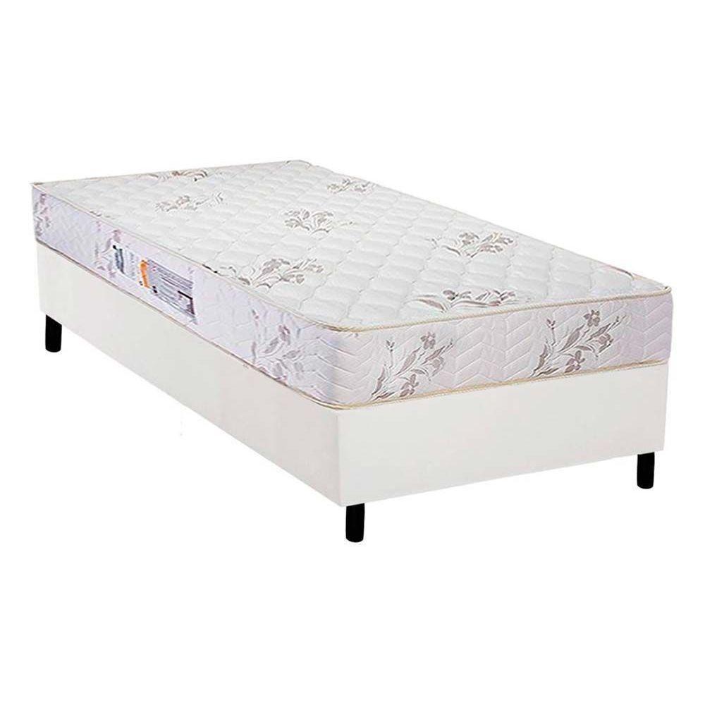 Cama Box Solteiro: Colchão Espuma Luckspuma D33 Supreme + Base CRC Courano White(88x188) - 1